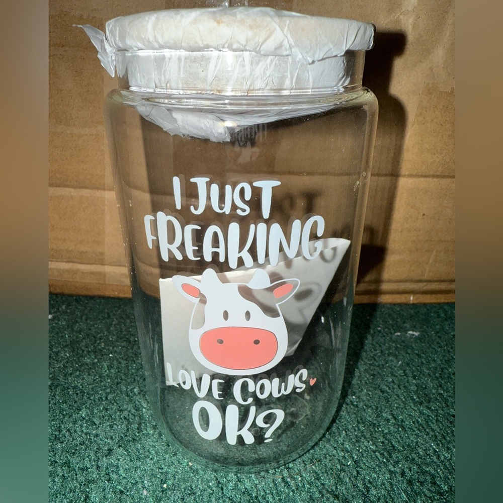 Cow-Themed Glass‎ Jar with Lid